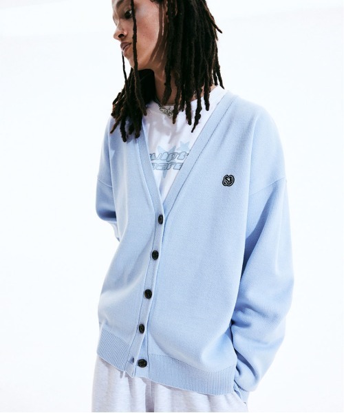 SCULPTOR(スカルプター)の「Basic Symbol Patch Cardigan/ベーシックシンボルパッチカーディガン(カーディガン/ボレロ・レディース・ブラック/アイボリー/杢グレー/グレイッシュブルー・MEDIUM)」の4枚目の写真