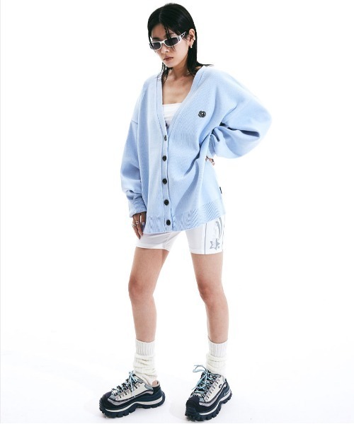 SCULPTOR(スカルプター)の「Basic Symbol Patch Cardigan/ベーシックシンボルパッチカーディガン(カーディガン/ボレロ・レディース・ブラック/アイボリー/杢グレー/グレイッシュブルー・MEDIUM)」の6枚目の写真