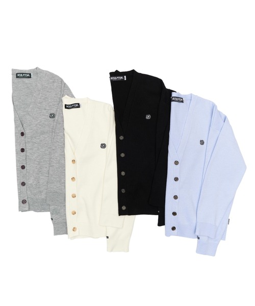 SCULPTOR(スカルプター)の「Basic Symbol Patch Cardigan/ベーシックシンボルパッチカーディガン(カーディガン/ボレロ・レディース・ブラック/アイボリー/杢グレー/グレイッシュブルー・MEDIUM)」の10枚目の写真