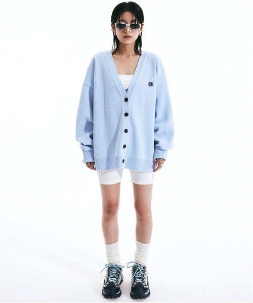 SCULPTOR(スカルプター)の「Basic Symbol Patch Cardigan/ベーシックシンボルパッチカーディガン(カーディガン/ボレロ・レディース・ブラック/アイボリー/杢グレー/グレイッシュブルー・MEDIUM)」の7枚目の写真