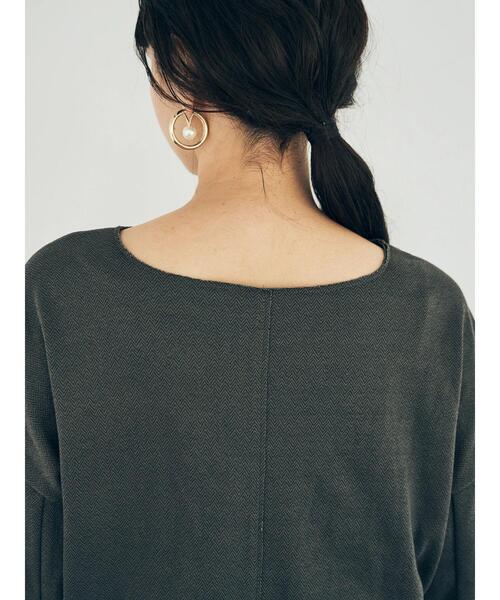 YECCA VECCA（イェッカヴェッカ）の「・ヘリンボーン柄カットソーワンピース＊（ワンピース・レディース・ブラック/カーキ/グレイッシュベージュ・FREE）」の8枚目の写真