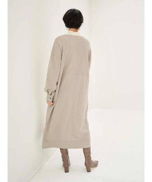 YECCA VECCA（イェッカヴェッカ）の「・ヘリンボーン柄カットソーワンピース＊（ワンピース・レディース・ブラック/カーキ/グレイッシュベージュ・FREE）」の10枚目の写真