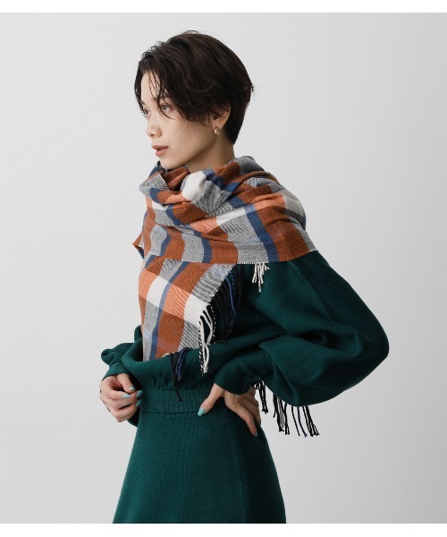 AZUL by moussy（アズールバイマウジー）の「COLOR CHECK STOLE/カラーチェックストール（ストール/ショール・レディース・オレンジ系その他/ブラウン系その他・FREE）」の10枚目の写真