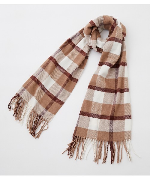 AZUL by moussy（アズールバイマウジー）の「COLOR CHECK STOLE/カラーチェックストール（ストール/ショール・レディース・オレンジ系その他/ブラウン系その他・FREE）」の6枚目の写真