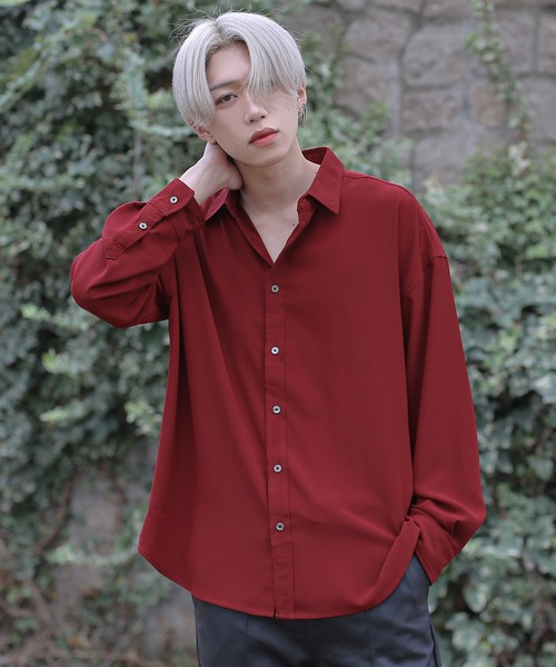 G.O.C（ジーオーシー）の「オーバーサイズドレープドルマンシャツ（シャツ/ブラウス・メンズ・ワイン/ブラック/チャコールグレー/ホワイト/ベージュ/ブルー・SMALL/MEDIUM/LARGE）」の6枚目の写真