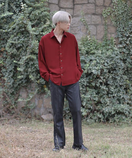 G.O.C（ジーオーシー）の「オーバーサイズドレープドルマンシャツ（シャツ/ブラウス・メンズ・ワイン/ブラック/チャコールグレー/ホワイト/ベージュ/ブルー・SMALL/MEDIUM/LARGE）」の18枚目の写真