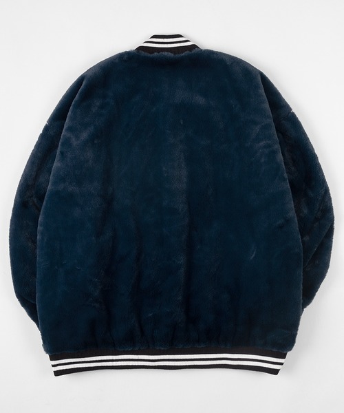 make a ray!（メイク ア レイ！）の「アップリケ刺繍 ボアフリース リブラインスタジャン/ファースタジャン（スタジャン・レディース・ネイビー/グリーン・M/L）」の8枚目の写真