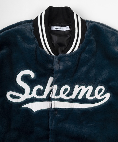 make a ray!（メイク ア レイ！）の「アップリケ刺繍 ボアフリース リブラインスタジャン/ファースタジャン（スタジャン・レディース・ネイビー/グリーン・M/L）」の4枚目の写真