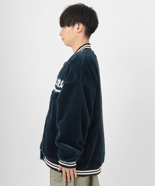 make a ray!（メイク ア レイ！）の「アップリケ刺繍 ボアフリース リブラインスタジャン/ファースタジャン（スタジャン・レディース・ネイビー/グリーン・M/L）」の9枚目の写真