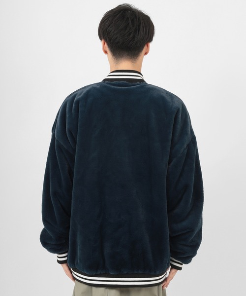 make a ray!（メイク ア レイ！）の「アップリケ刺繍 ボアフリース リブラインスタジャン/ファースタジャン（スタジャン・レディース・ネイビー/グリーン・M/L）」の10枚目の写真