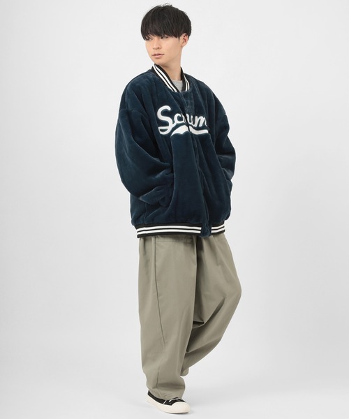 make a ray!（メイク ア レイ！）の「アップリケ刺繍 ボアフリース リブラインスタジャン/ファースタジャン（スタジャン・レディース・ネイビー/グリーン・M/L）」の13枚目の写真