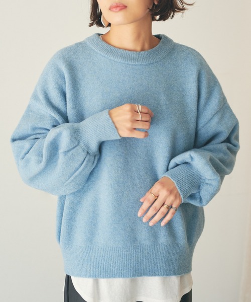 OUTERSUNSET(アウターサンセット)の「ヤク混 knit pullover(ニット/セーター・レディース・ライトブルー/モカ/マスタード・FREE)」の3枚目の写真