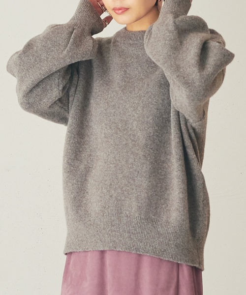 OUTERSUNSET(アウターサンセット)の「ヤク混 knit pullover(ニット/セーター・レディース・ライトブルー/モカ/マスタード・FREE)」の2枚目の写真