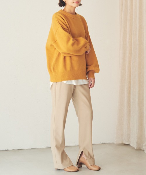 OUTERSUNSET(アウターサンセット)の「ヤク混 knit pullover(ニット/セーター・レディース・ライトブルー/モカ/マスタード・FREE)」の6枚目の写真