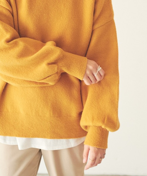 OUTERSUNSET(アウターサンセット)の「ヤク混 knit pullover(ニット/セーター・レディース・ライトブルー/モカ/マスタード・FREE)」の7枚目の写真