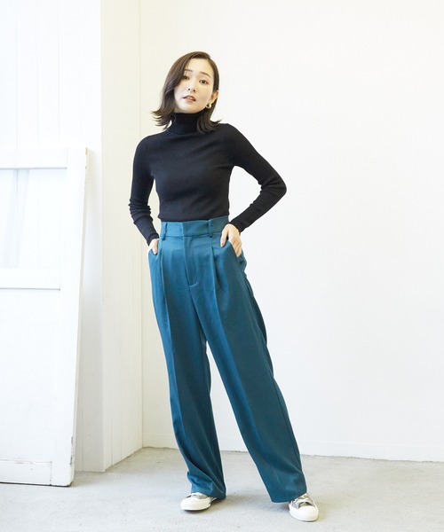 VIBGYOR（ヴィブジョー）の「T/PuツイルセンタープレススラックスPT(AS)（スラックス・レディース・グリーン/ピンク/ブラック・FREE）」の13枚目の写真