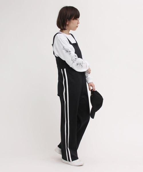 I am I in fact...(アイアムアイインファクト)の「●Jersey jump suit(サロペット/オーバーオール・レディース・ブラック/ベージュ/グリーン・FREE)」の2枚目の写真
