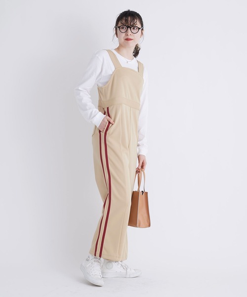 I am I in fact...(アイアムアイインファクト)の「●Jersey jump suit(サロペット/オーバーオール・レディース・ブラック/ベージュ/グリーン・FREE)」の8枚目の写真