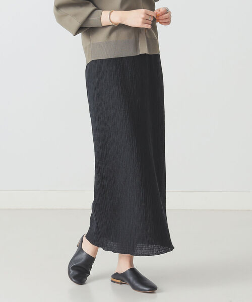 BEAMS LIGHTS（ビームスライツ）の「BEAMS LIGHTS / リンクルストレッチ スカート（スカート・レディース・イエロー系その他3/ブラック・ONE SIZE）」の3枚目の写真