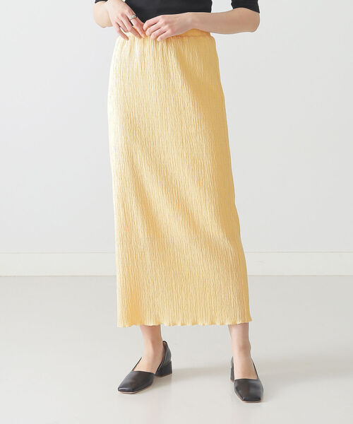 BEAMS LIGHTS（ビームスライツ）の「BEAMS LIGHTS / リンクルストレッチ スカート（スカート・レディース・イエロー系その他3/ブラック・ONE SIZE）」の4枚目の写真