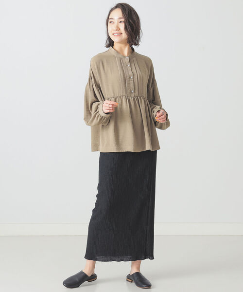 BEAMS LIGHTS（ビームスライツ）の「BEAMS LIGHTS / リンクルストレッチ スカート（スカート・レディース・イエロー系その他3/ブラック・ONE SIZE）」の8枚目の写真