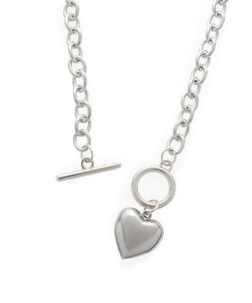 PINK-latte（ピンクラテ）の「ぷっくりハートチョーカー（ネックレス・キッズ・シルバー・00）」の3枚目の写真