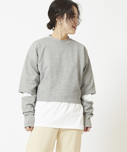 U by SPICK&SPAN(ユーバイスピックアンドスパン)の「バックオープンスウェットプルオーバー◆(Tシャツ/カットソー・レディース・グレー/ベージュ・FREE)」の1枚目の写真