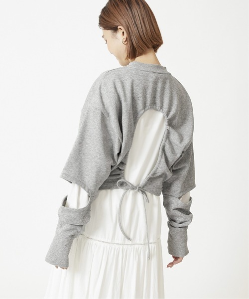 U by SPICK&SPAN(ユーバイスピックアンドスパン)の「バックオープンスウェットプルオーバー◆(Tシャツ/カットソー・レディース・グレー/ベージュ・FREE)」の15枚目の写真