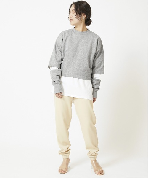 U by SPICK&SPAN(ユーバイスピックアンドスパン)の「バックオープンスウェットプルオーバー◆(Tシャツ/カットソー・レディース・グレー/ベージュ・FREE)」の3枚目の写真