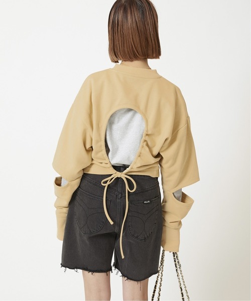 U by SPICK&SPAN(ユーバイスピックアンドスパン)の「バックオープンスウェットプルオーバー◆(Tシャツ/カットソー・レディース・グレー/ベージュ・FREE)」の9枚目の写真