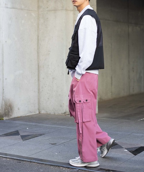 WEGO（ウィゴー）の「★WEGO/パラシュートワイドパンツ（カーゴパンツ・メンズ・ライトグレー/ピンク・MEDIUM/LARGE）」の18枚目の写真