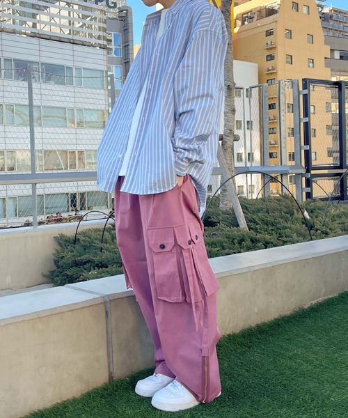 WEGO（ウィゴー）の「★WEGO/パラシュートワイドパンツ（カーゴパンツ・メンズ・ライトグレー/ピンク・MEDIUM/LARGE）」の7枚目の写真