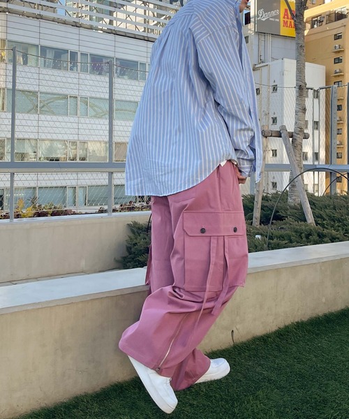 WEGO（ウィゴー）の「★WEGO/パラシュートワイドパンツ（カーゴパンツ・メンズ・ライトグレー/ピンク・MEDIUM/LARGE）」の10枚目の写真