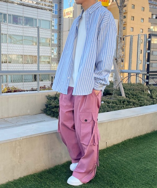 WEGO（ウィゴー）の「★WEGO/パラシュートワイドパンツ（カーゴパンツ・メンズ・ライトグレー/ピンク・MEDIUM/LARGE）」の11枚目の写真