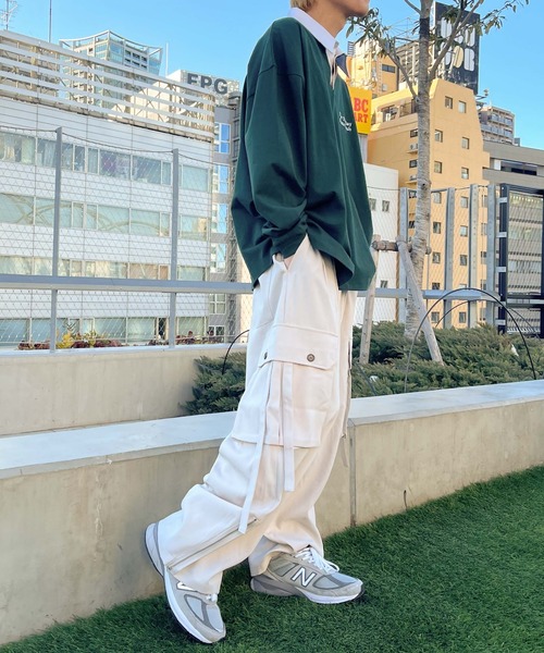 WEGO（ウィゴー）の「★WEGO/パラシュートワイドパンツ（カーゴパンツ・メンズ・ライトグレー/ピンク・MEDIUM/LARGE）」の5枚目の写真