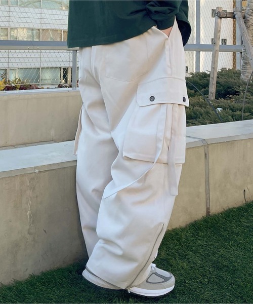 WEGO（ウィゴー）の「★WEGO/パラシュートワイドパンツ（カーゴパンツ・メンズ・ライトグレー/ピンク・MEDIUM/LARGE）」の6枚目の写真