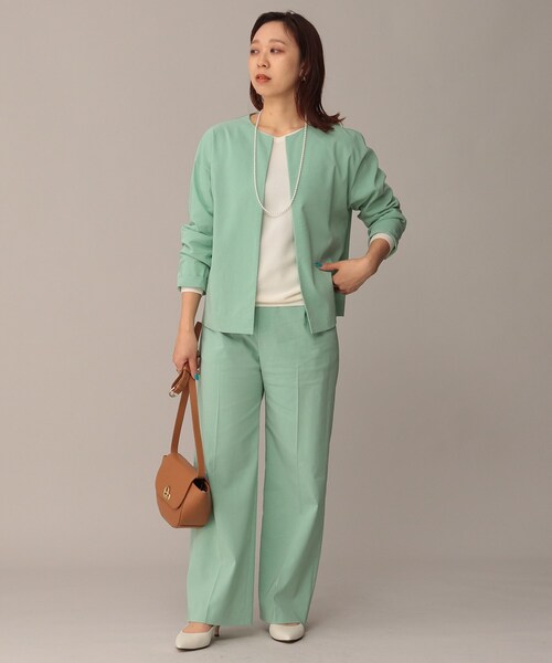 UNTITLED（アンタイトル）の「◆【STORY掲載】SETUP／リネン混 ドロップショルダージャケット【洗える】（ノーカラージャケット・レディース・ネイビー/ライトグリーン/ライトベージュ/ベージュ系9・00/03/02/04/01/44/48）」の6枚目の写真