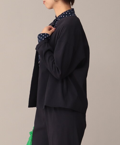 UNTITLED（アンタイトル）の「◆【STORY掲載】SETUP／リネン混 ドロップショルダージャケット【洗える】（ノーカラージャケット・レディース・ネイビー/ライトグリーン/ライトベージュ/ベージュ系9・00/03/02/04/01/44/48）」の9枚目の写真