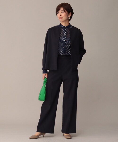 UNTITLED（アンタイトル）の「◆【STORY掲載】SETUP／リネン混 ドロップショルダージャケット【洗える】（ノーカラージャケット・レディース・ネイビー/ライトグリーン/ライトベージュ/ベージュ系9・00/03/02/04/01/44/48）」の11枚目の写真