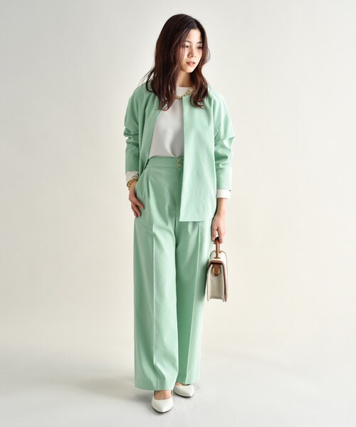 UNTITLED（アンタイトル）の「◆【STORY掲載】SETUP／リネン混 ドロップショルダージャケット【洗える】（ノーカラージャケット・レディース・ネイビー/ライトグリーン/ライトベージュ/ベージュ系9・00/03/02/04/01/44/48）」の16枚目の写真