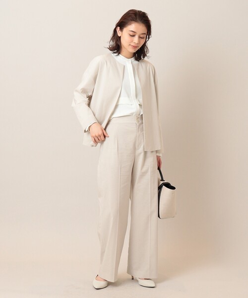 UNTITLED（アンタイトル）の「◆【STORY掲載】SETUP／リネン混 ドロップショルダージャケット【洗える】（ノーカラージャケット・レディース・ネイビー/ライトグリーン/ライトベージュ/ベージュ系9・00/03/02/04/01/44/48）」の19枚目の写真