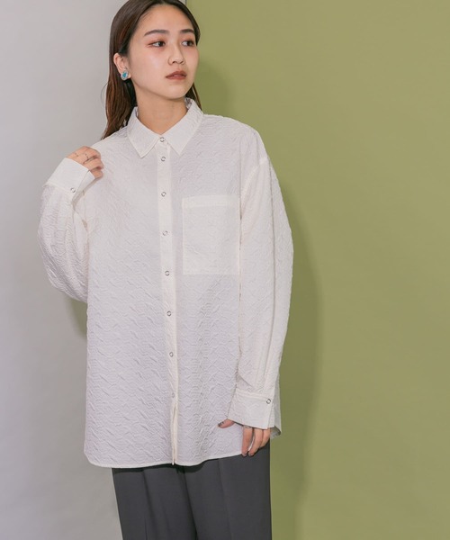 KBF（ケイビーエフ）の「ジャガードシャツ（シャツ/ブラウス・レディース・ブラック/アイボリー/イエロー系その他・ONE）」の4枚目の写真