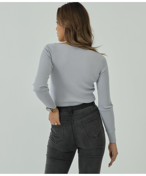 ANAP(アナップ)の「デコルテリブトップス(Tシャツ/カットソー・レディース・ホワイト/ブルー/ブラック・FREE)」の8枚目の写真