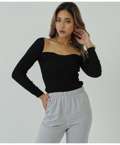 ANAP(アナップ)の「デコルテリブトップス(Tシャツ/カットソー・レディース・ホワイト/ブルー/ブラック・FREE)」の15枚目の写真