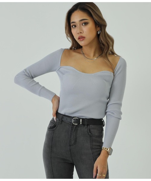 ANAP(アナップ)の「デコルテリブトップス(Tシャツ/カットソー・レディース・ホワイト/ブルー/ブラック・FREE)」の16枚目の写真