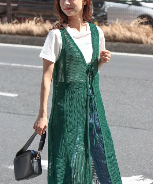 mysty woman(ミスティウーマン)の「2WAYメッシュノースリワンピース 275426(ワンピース・レディース・ブラック/ブラウン/グリーン系その他/オレンジ系その他・FREE)」の3枚目の写真