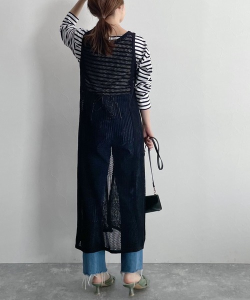 mysty woman(ミスティウーマン)の「2WAYメッシュノースリワンピース 275426(ワンピース・レディース・ブラック/ブラウン/グリーン系その他/オレンジ系その他・FREE)」の8枚目の写真