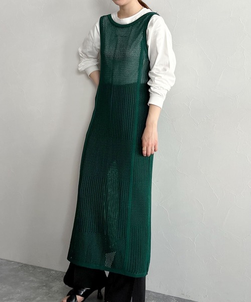 mysty woman(ミスティウーマン)の「2WAYメッシュノースリワンピース 275426(ワンピース・レディース・ブラック/ブラウン/グリーン系その他/オレンジ系その他・FREE)」の12枚目の写真