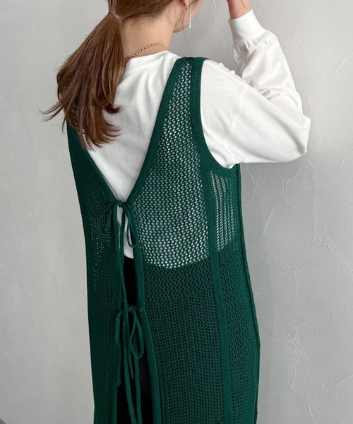 mysty woman(ミスティウーマン)の「2WAYメッシュノースリワンピース 275426(ワンピース・レディース・ブラック/ブラウン/グリーン系その他/オレンジ系その他・FREE)」の15枚目の写真