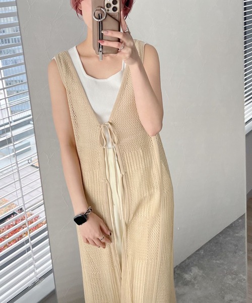 mysty woman(ミスティウーマン)の「2WAYメッシュノースリワンピース 275426(ワンピース・レディース・ブラック/ブラウン/グリーン系その他/オレンジ系その他・FREE)」の5枚目の写真